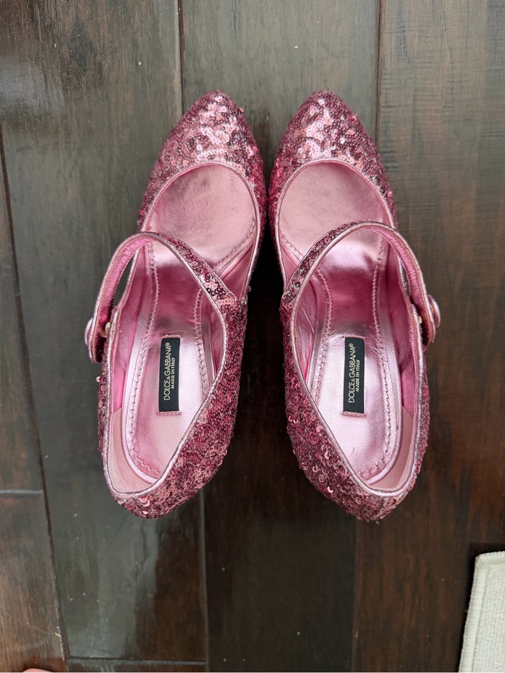 Dolce & Gabbana Size 39 Glitter Sequin Mary Jane Heels